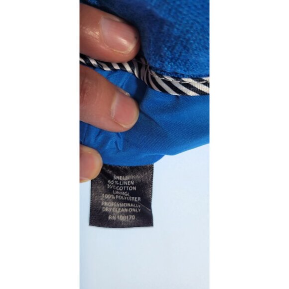 Cynthia Rowley Short Womens Size 10 Chino Scalloped Hem Solid Linen Blue - Picture 8 of 11